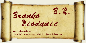 Branko Miodanić vizit kartica